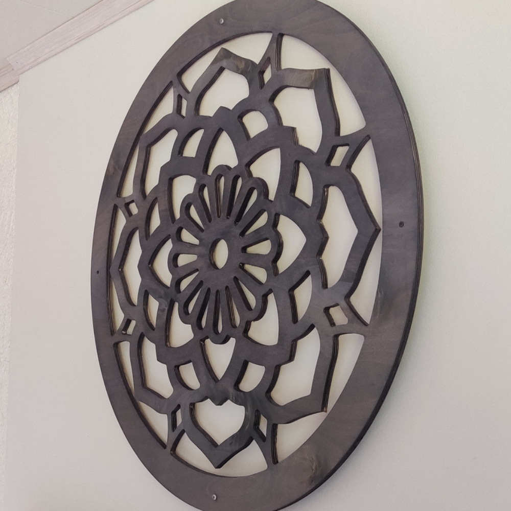 Mandala -seinäkoriste 70cm Hopeanharmaa - Image 2